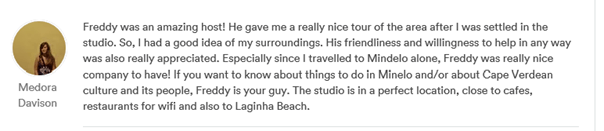 Airbnb review for Freddy and Elzo in Mindelo Airbnb review for Freddy and Elzo in Mindelo