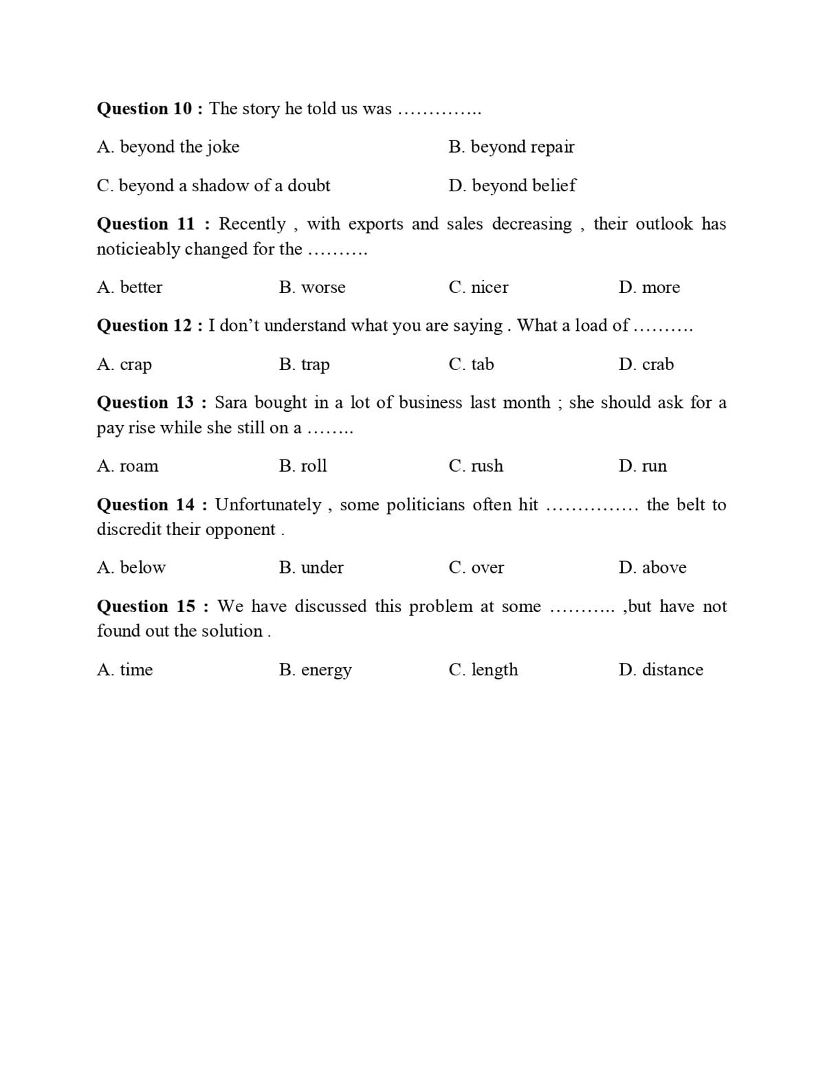 Idiom 2 exercise Idiom 2 exercise
