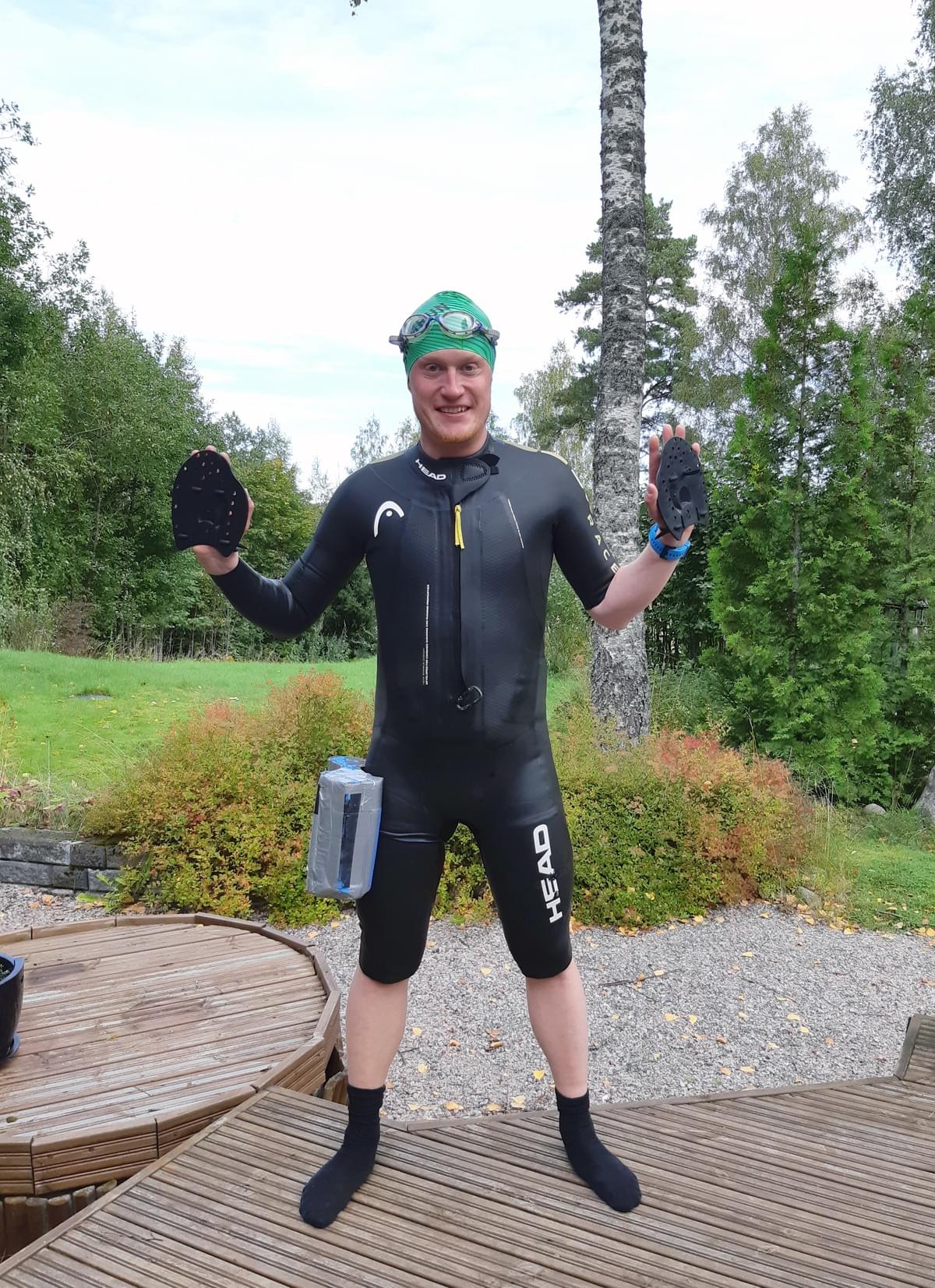 Test av våtdräkten inför Folkhälsan swimrun. Test av våtdräkten inför Folkhälsan swimrun.