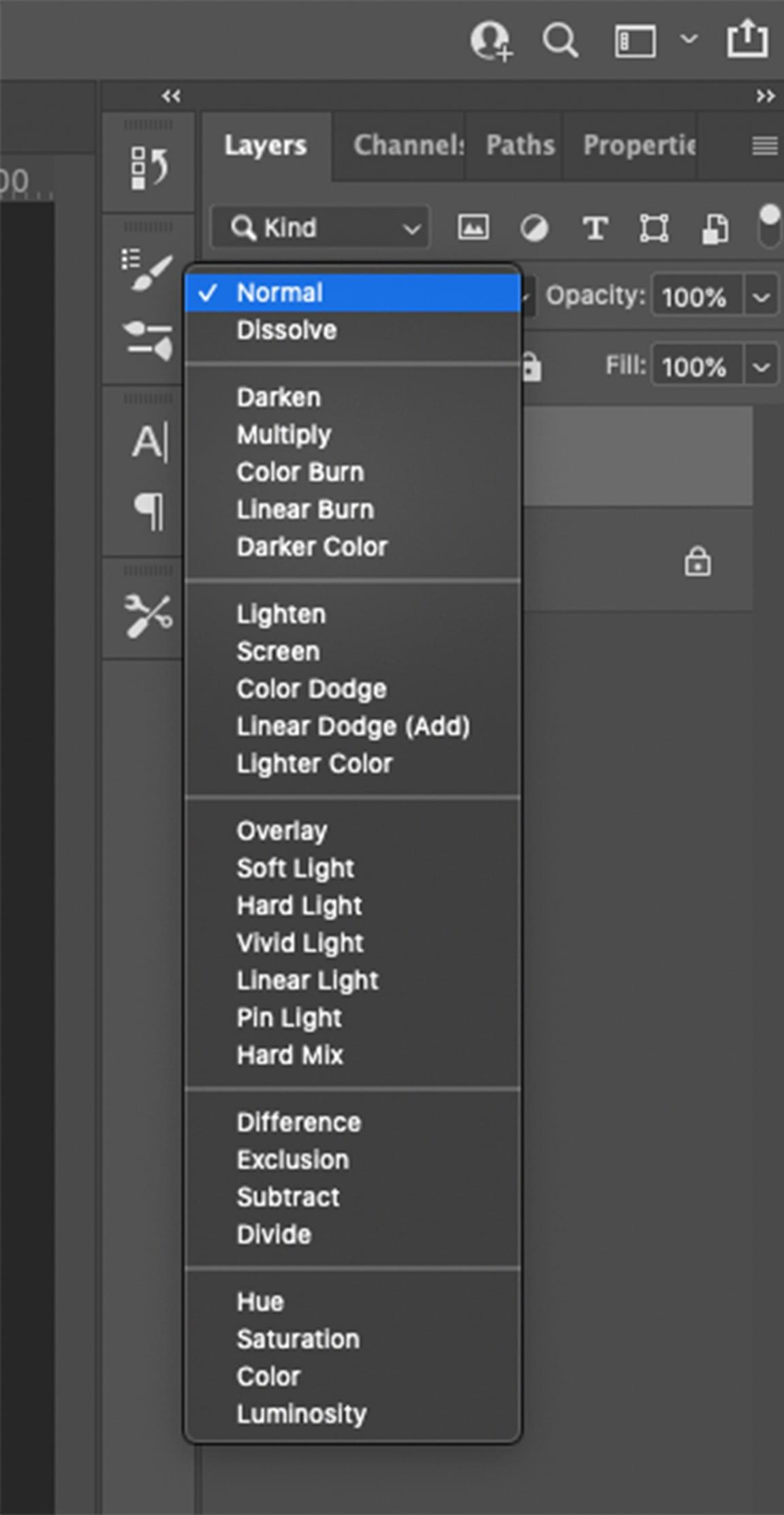 Bilden visar de olika bildbehandlingsprogrammet Photoshops olika Blend modes. Bilden visar de olika bildbehandlingsprogrammet Photoshops olika Blend modes.