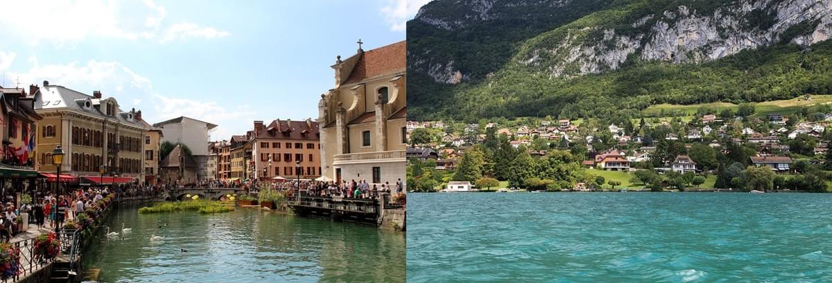 A gauche Annecy-Le-Vieux et à droit le Lac d'Annecy A gauche Annecy-Le-Vieux et à droit le Lac d'Annecy