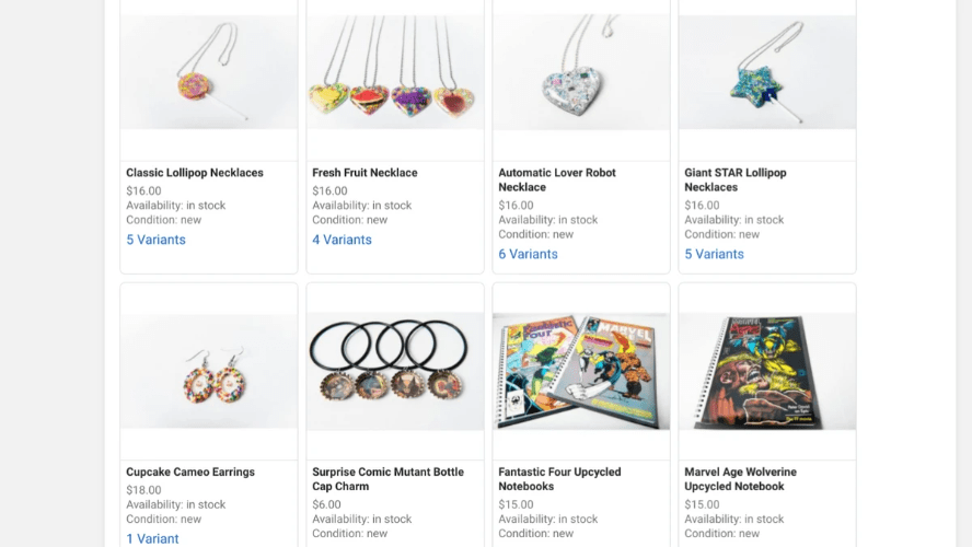 An example product catalog from Kamikaze Kiwi An example product catalog from Kamikaze Kiwi