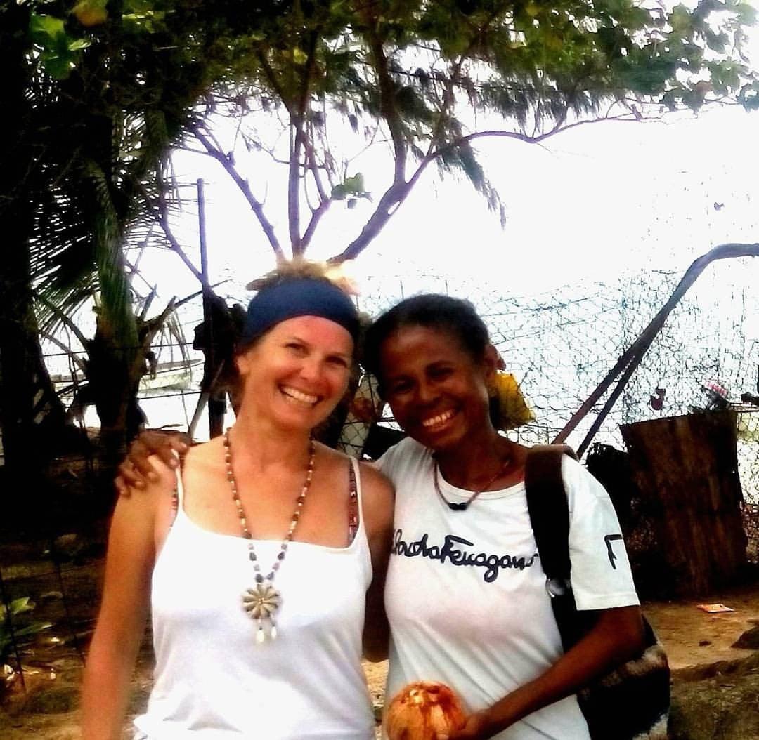 Nydia our community manager and I on the neighbouring island of Samarai doing some last minutes preparations before the first footers arrive Nydia our community manager and I on the neighbouring island of Samarai doing some last minutes preparations before the first footers arrive