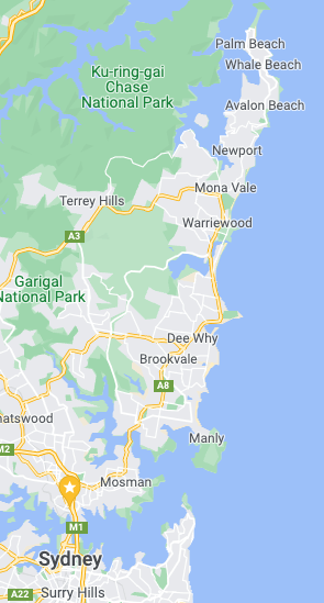 Map of Northern Beaches region of Sydney Map of Northern Beaches region of Sydney