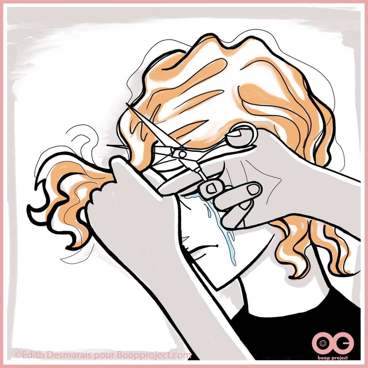Illustration Edith Desmarais: cancer du sein, chimiothérapie, coupe de cheveux Illustration Edith Desmarais: cancer du sein, chimiothérapie, coupe de cheveux
