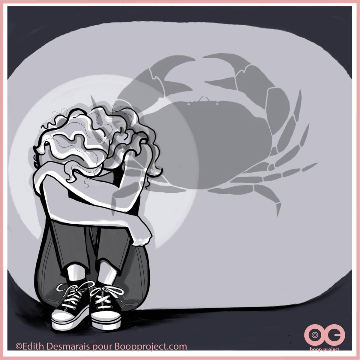 Illustration Edith Desmarais, cancer du sein, chimiothérapie, seule, tristesse Illustration Edith Desmarais, cancer du sein, chimiothérapie, seule, tristesse