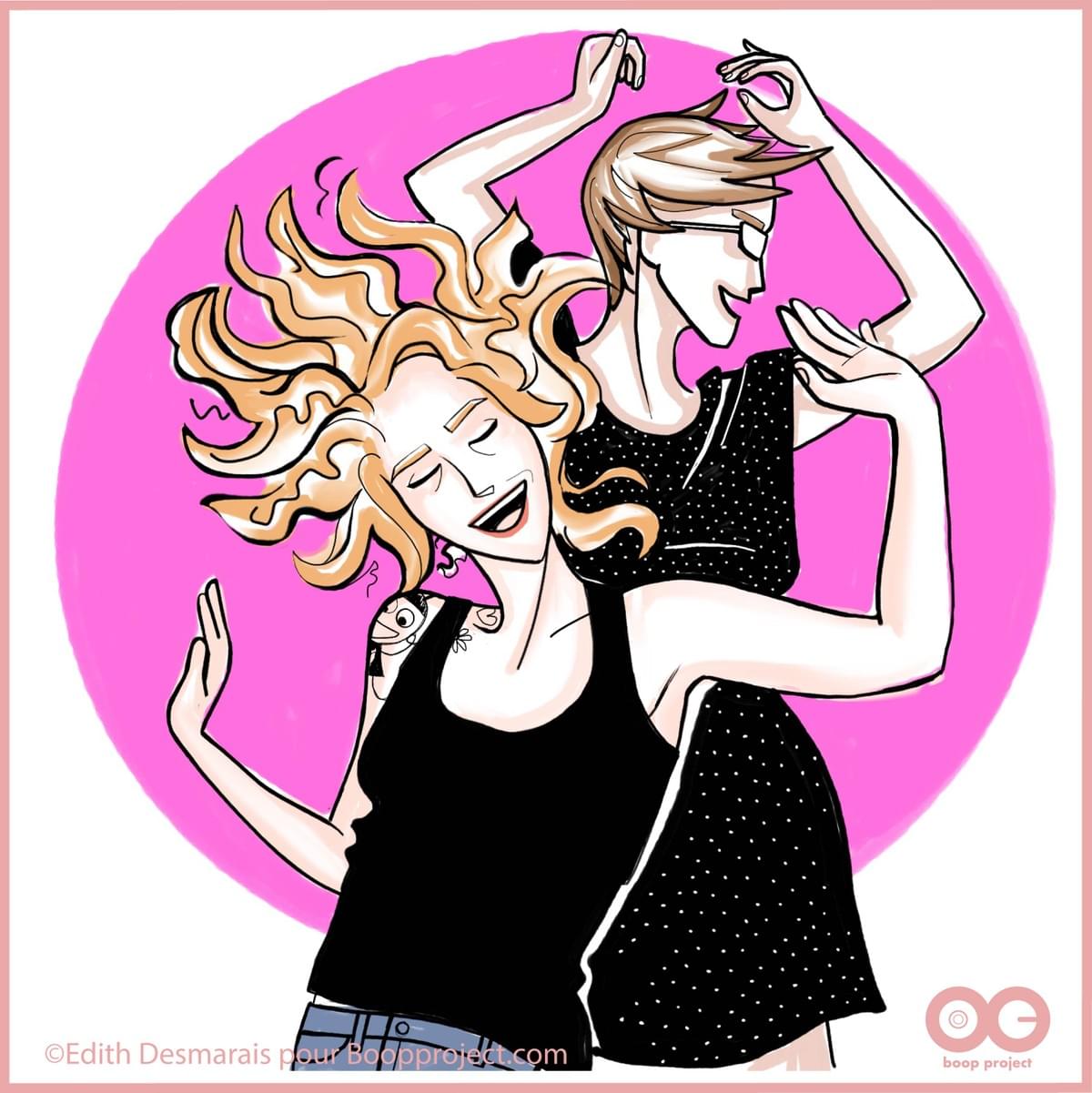Illustration Edith Desmarais, cancer du sein, chimiothérapie, danse des cheveux Illustration Edith Desmarais, cancer du sein, chimiothérapie, danse des cheveux