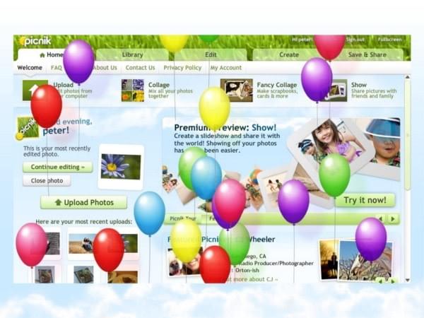 Picnik celebrating a new user Picnik celebrating a new user