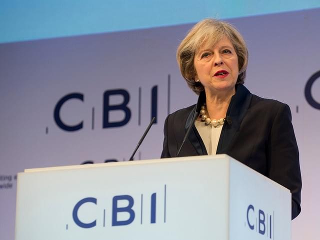 Prime Minister Theresa May speaking at the Confederation of British Industry (CBI) conference, 2016 Prime Minister Theresa May speaking at the Confederation of British Industry (CBI) conference, 2016