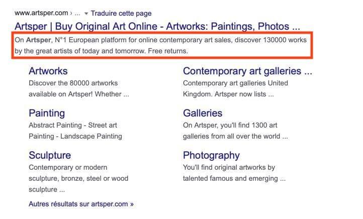 Meta description of Artsper's homepage Meta description of Artsper's homepage