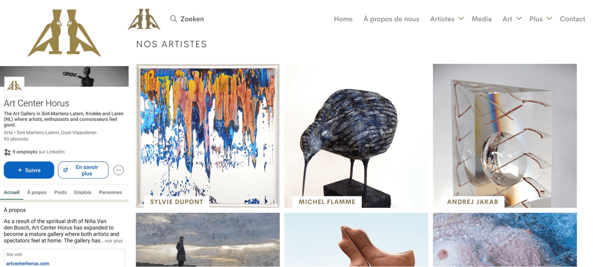 Charte graphique de la galerie Art Center Horus : logo, page LinkedIn, site internet Charte graphique de la galerie Art Center Horus : logo, page LinkedIn, site internet