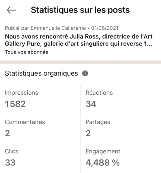 Exemple de statistiques que l'on peut trouver sous un post Exemple de statistiques que l'on peut trouver sous un post