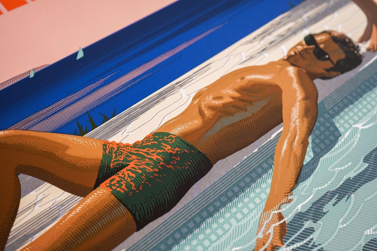 Détails de l'affiche de La Piscine, revisitée par Laurent Durieux Détails de l'affiche de La Piscine, revisitée par Laurent Durieux