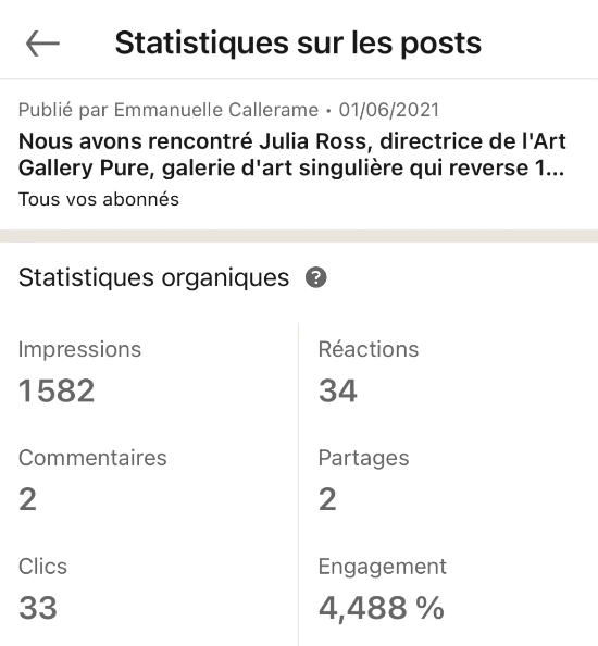 Example of statistics that can be found under a post Example of statistics that can be found under a post