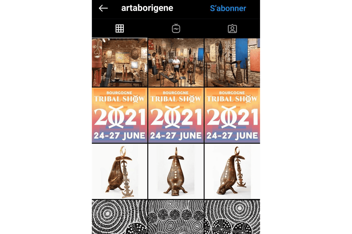 Page Instagram de la Galerie Arts d'Australie - Stéphane Jacob Page Instagram de la Galerie Arts d'Australie - Stéphane Jacob