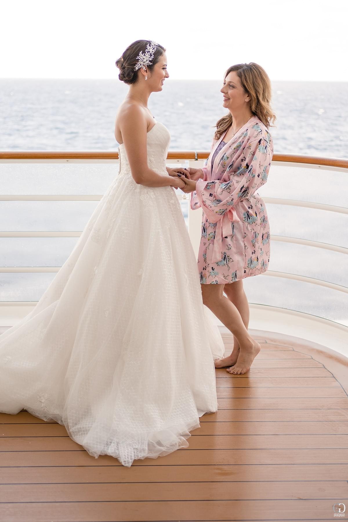 disney cruise line wedding castaway cay bahamas carribean cruise photos of mom and bride at the deck view of the ocean disney cruise line wedding castaway cay bahamas carribean cruise photos of mom and bride at the deck view of the ocean