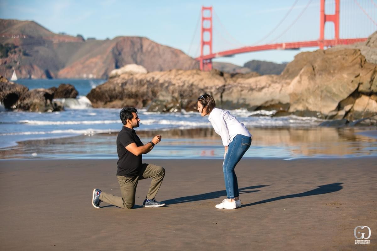 Engagement Proposal Photographer Baker Beach Golden Gate Bridge: Vivek and Sruti Engagement Proposal Photographer Baker Beach Golden Gate Bridge: Vivek and Sruti