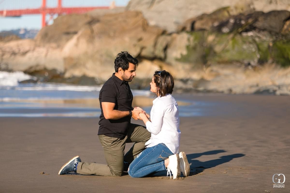 Engagement Proposal Photographer Baker Beach Golden Gate Bridge: Vivek and Sruti Engagement Proposal Photographer Baker Beach Golden Gate Bridge: Vivek and Sruti