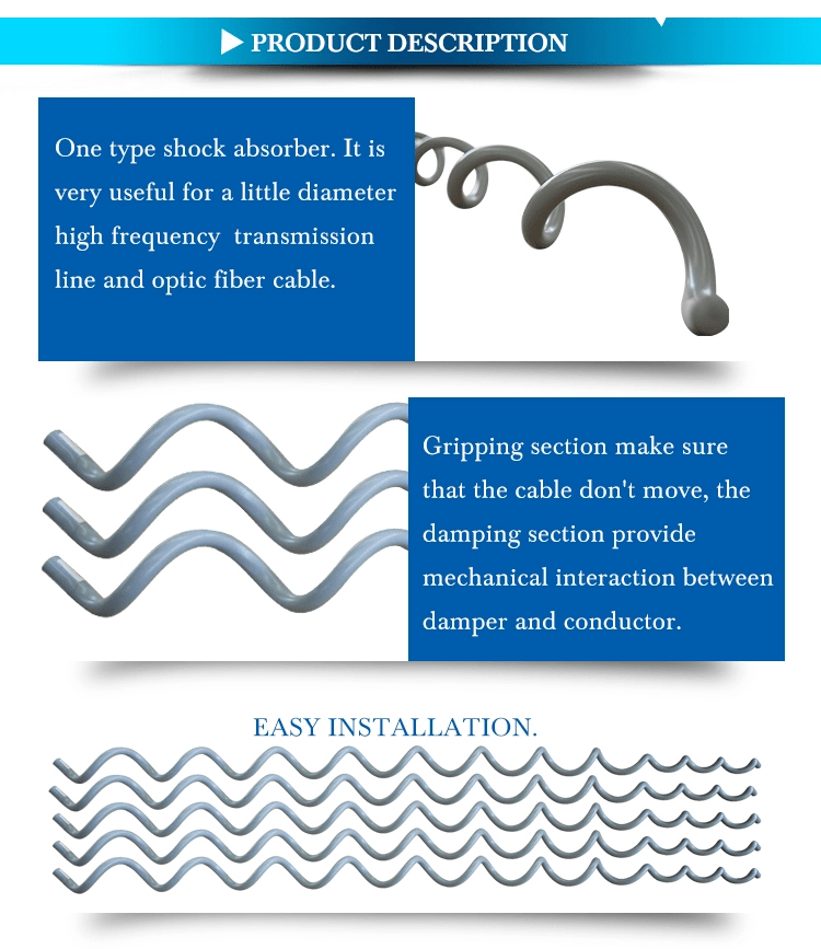 Preformed Spiral Vibration Damper For fiber optic ADSS Helical Accessories China Manufacturer,Electric Power Cable accessories supplier Preformed Spiral Vibration Damper For fiber optic ADSS Helical Accessories China Manufacturer,Electric Power Cable accessories supplier