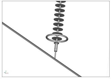 Geometry of the lower part of an insulator 220 kV with one corona ring Geometry of the lower part of an insulator 220 kV with one corona ring