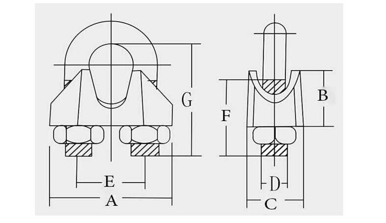 China stainless steel Rigging wirerope clips specification China stainless steel Rigging wirerope clips specification