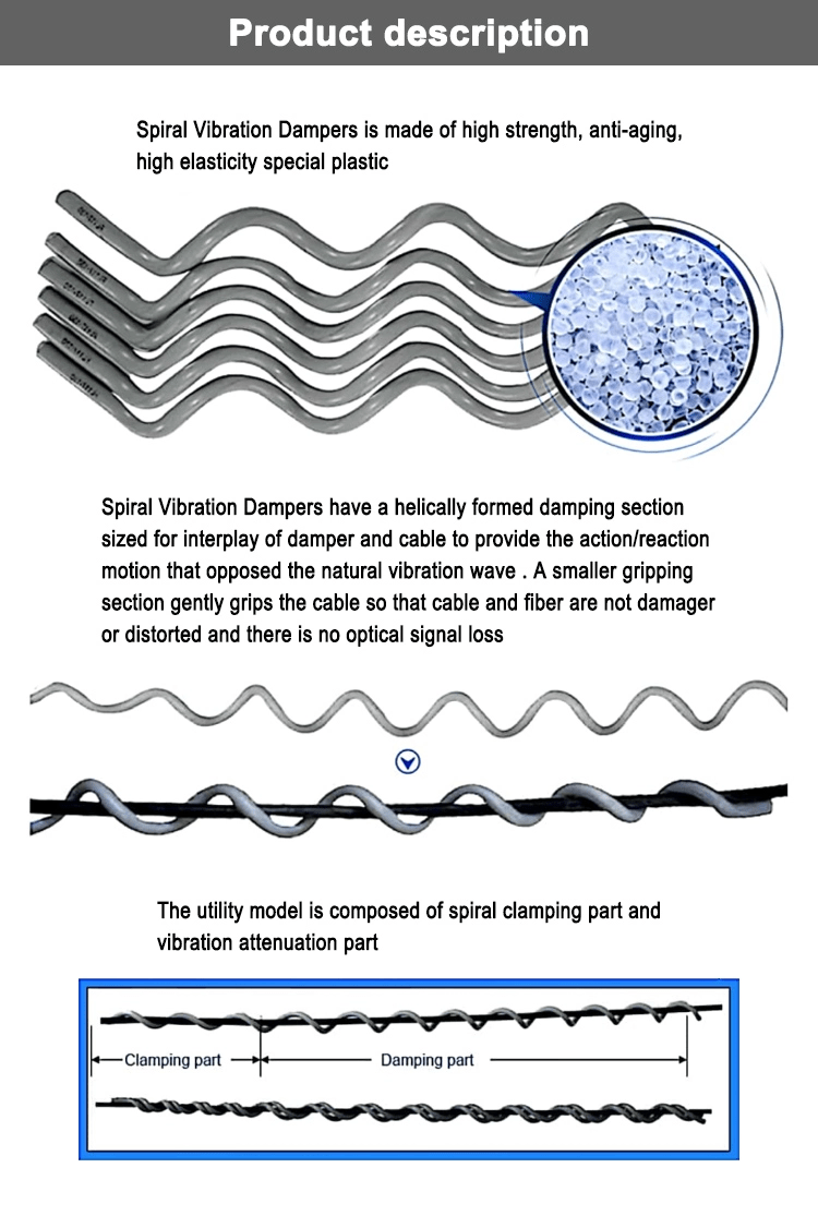 PVC Spiral Vibration Dampers is made of high strength,anti-aging, high elasticity special plastic,factory with cheap price PVC Spiral Vibration Dampers is made of high strength,anti-aging, high elasticity special plastic,factory with cheap price