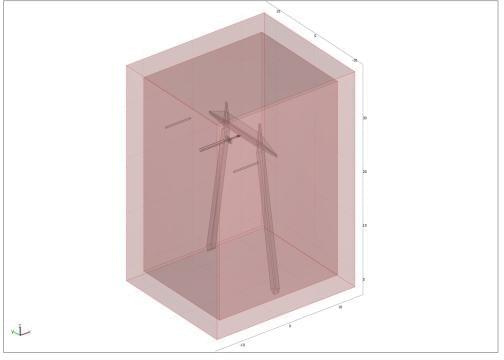3D model of line tower with tension insulators. 3D model of line tower with tension insulators.