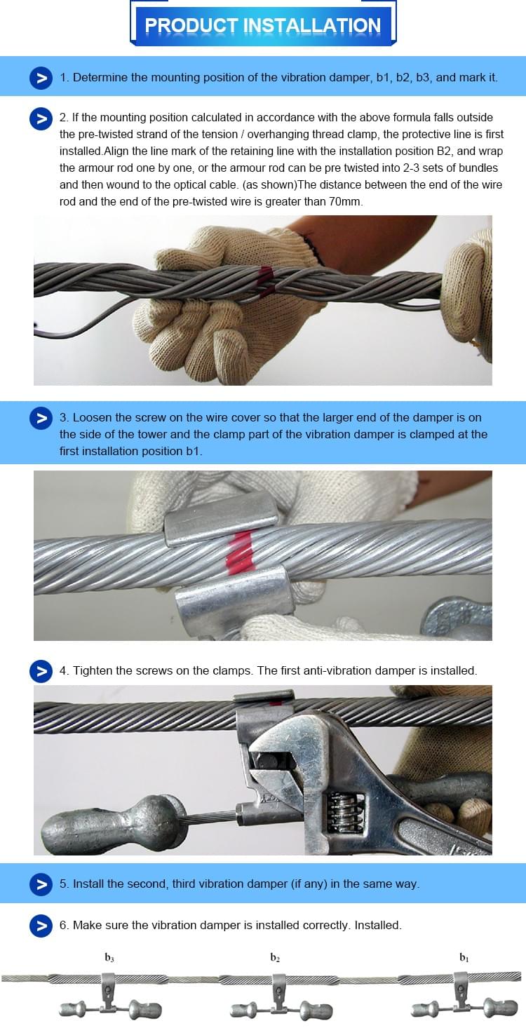 preformed armour rods with Vibration damper installation,ADSS OPGW accessories(Performed Tension Clamp, Preformed Suspension Clamp,Vibration Damper, Cable Joint Box, Down Lead Clamp installation instruction preformed armour rods with Vibration damper installation,ADSS OPGW accessories(Performed Tension Clamp, Preformed Suspension Clamp,Vibration Damper, Cable Joint Box, Down Lead Clamp installation instruction