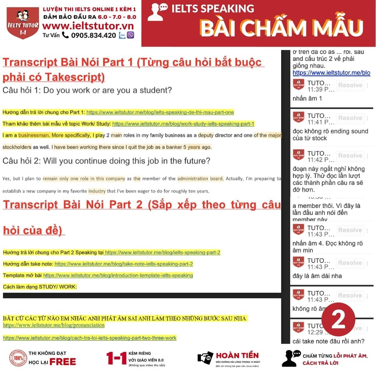 Khoá học IELTS SPEAKING ONLINE 1 KÈM 1 của IELTS TUTOR Khoá học IELTS SPEAKING ONLINE 1 KÈM 1 của IELTS TUTOR