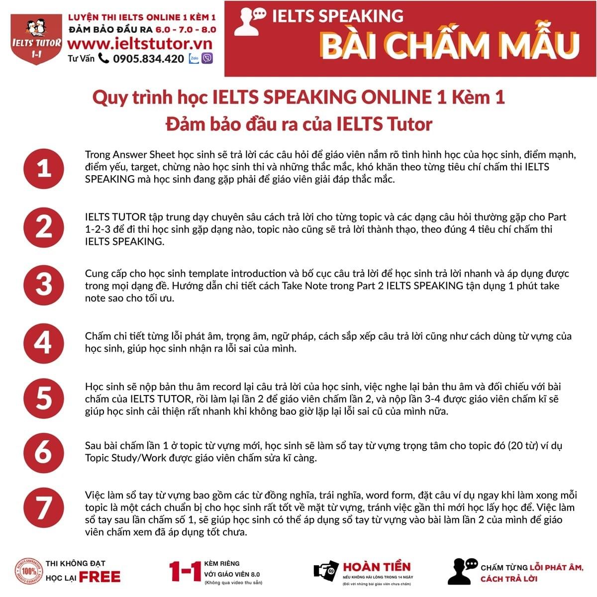 Khoá học IELTS SPEAKING ONLINE 1 KÈM 1 của IELTS TUTOR Khoá học IELTS SPEAKING ONLINE 1 KÈM 1 của IELTS TUTOR