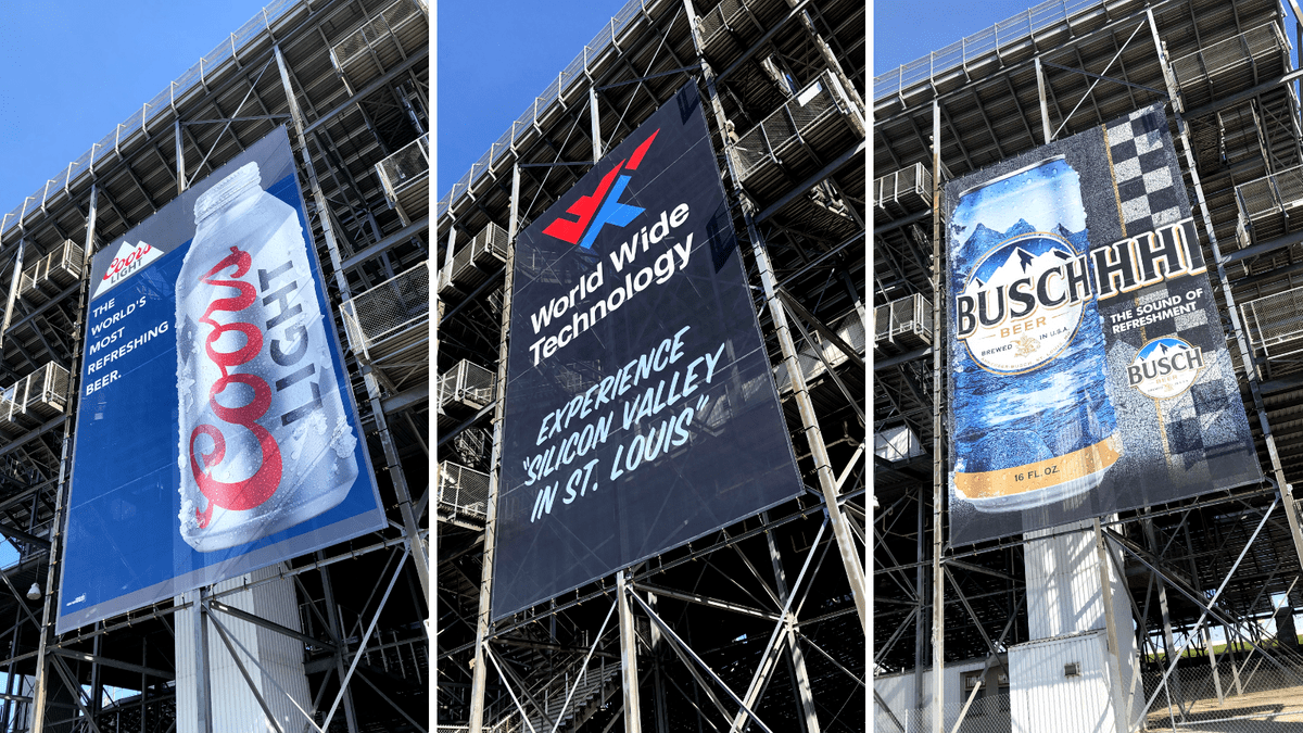 24' x 52' Mesh banners on East Grandstand 24' x 52' Mesh banners on East Grandstand