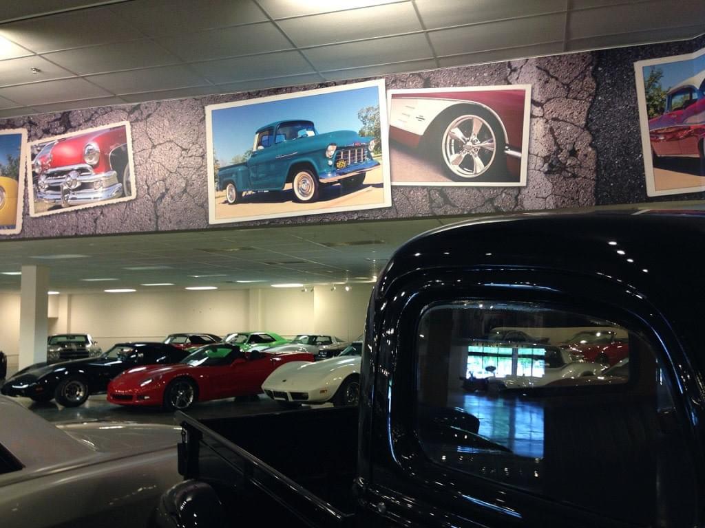 Primary Showroom Classic Car Wall Mural Primary Showroom Classic Car Wall Mural