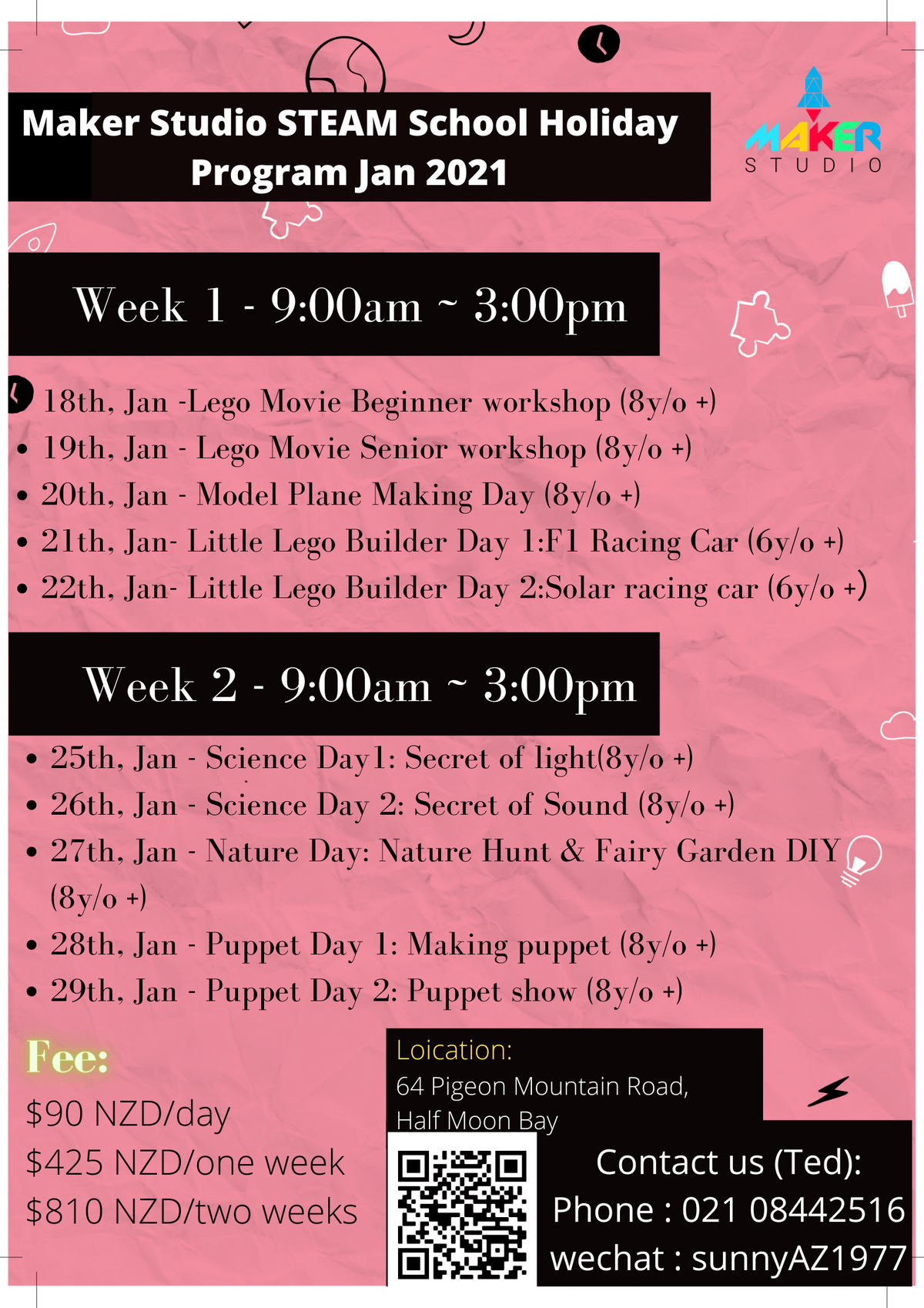 Schedule of school holiday program Schedule of school holiday program
