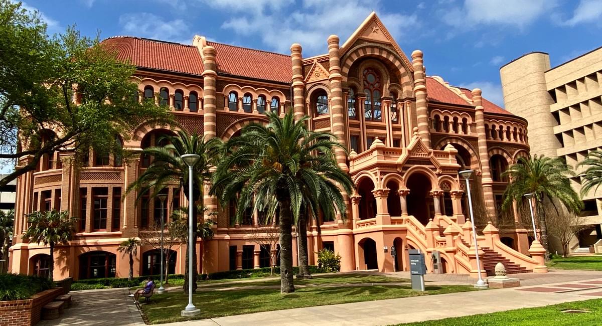 Old Red Building on the Campus of the University of Texas Medical Branch in Galveston, Texas Old Red Building on the Campus of the University of Texas Medical Branch in Galveston, Texas