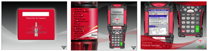 Coke Consolidated Interactive Training - Gordon Blocker developed the training curriculum and served as Interactive Designer and Programer - A comprehensive computer-based-training solution produced for the #2 Coca-Cola bottler in the USA. Thirteen states were hooked up as each training facility trained and testing ws performed, Interactive results were derived in real-time to Corporate Headquarters in Raleigh, North Carolina. Coke Consolidated Interactive Training - Gordon Blocker developed the training curriculum and served as Interactive Designer and Programer - A comprehensive computer-based-training solution produced for the #2 Coca-Cola bottler in the USA. Thirteen states were hooked up as each training facility trained and testing ws performed, Interactive results were derived in real-time to Corporate Headquarters in Raleigh, North Carolina.