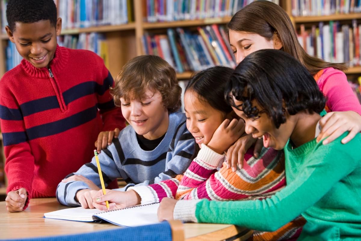 Kids studying together. Kids studying together.