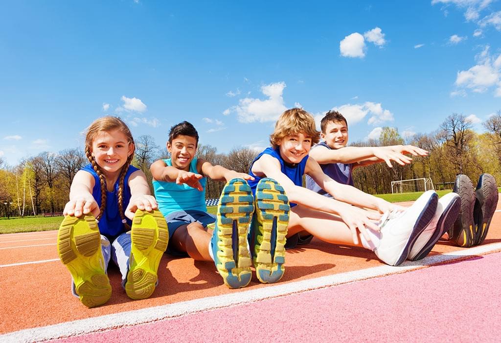 Kids exercising. Kids exercising.