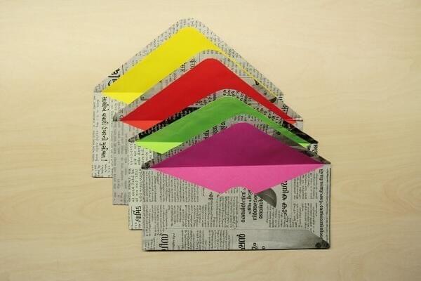 Envelopes made out of old newspapers Envelopes made out of old newspapers