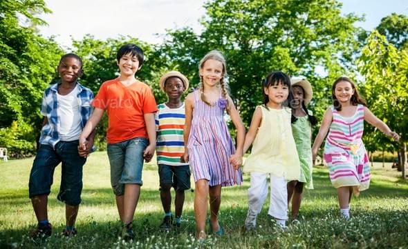 Diverse kids playing together. Diverse kids playing together.