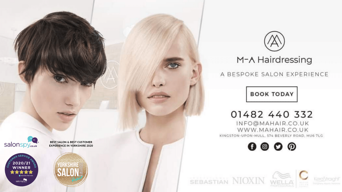 M-A Hairdressing contact card M-A Hairdressing contact card
