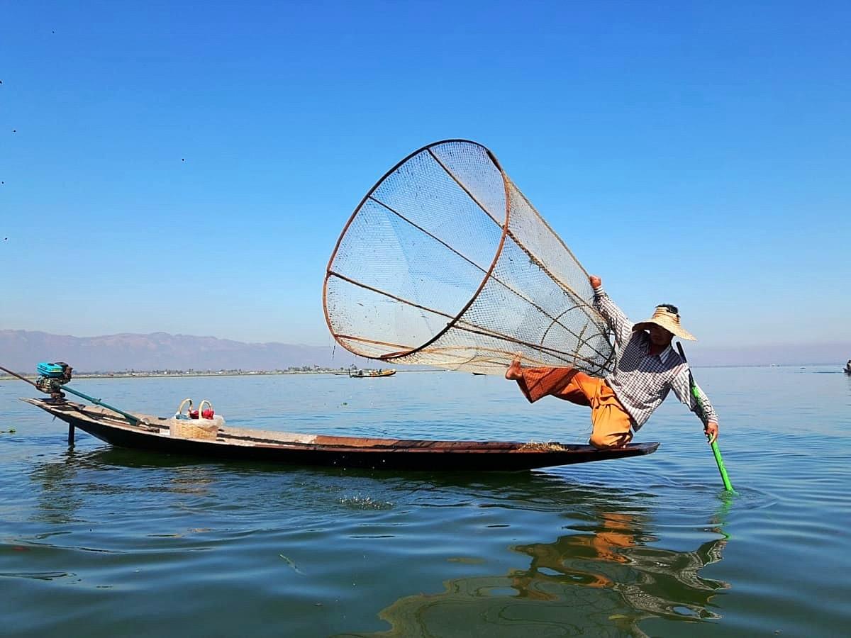 Fisherman at Inle Lake, Myanmanr Fisherman at Inle Lake, Myanmanr