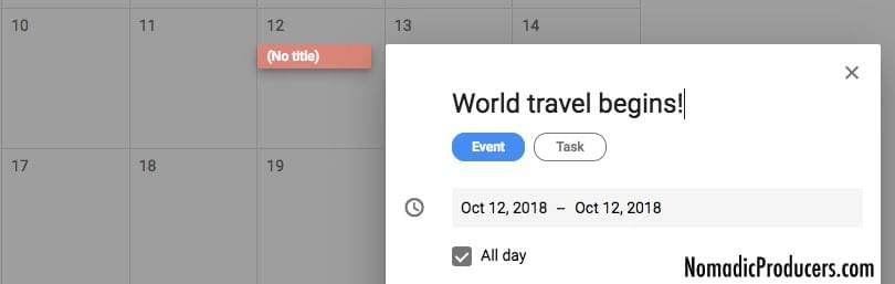 Pick a date to start those travels now! Pick a date to start those travels now!