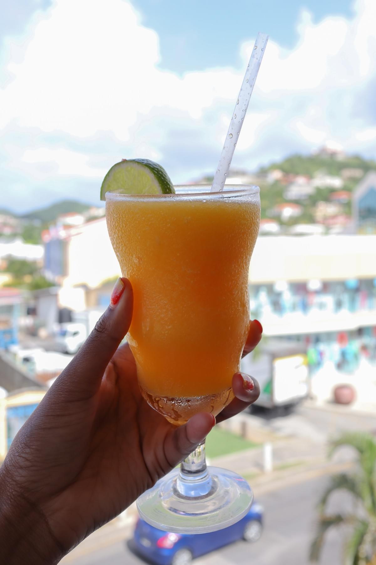 A mango frozen drink from Matthew's Rooftop Restaurant in Rodney Bay Saint Lucia A mango frozen drink from Matthew's Rooftop Restaurant in Rodney Bay Saint Lucia