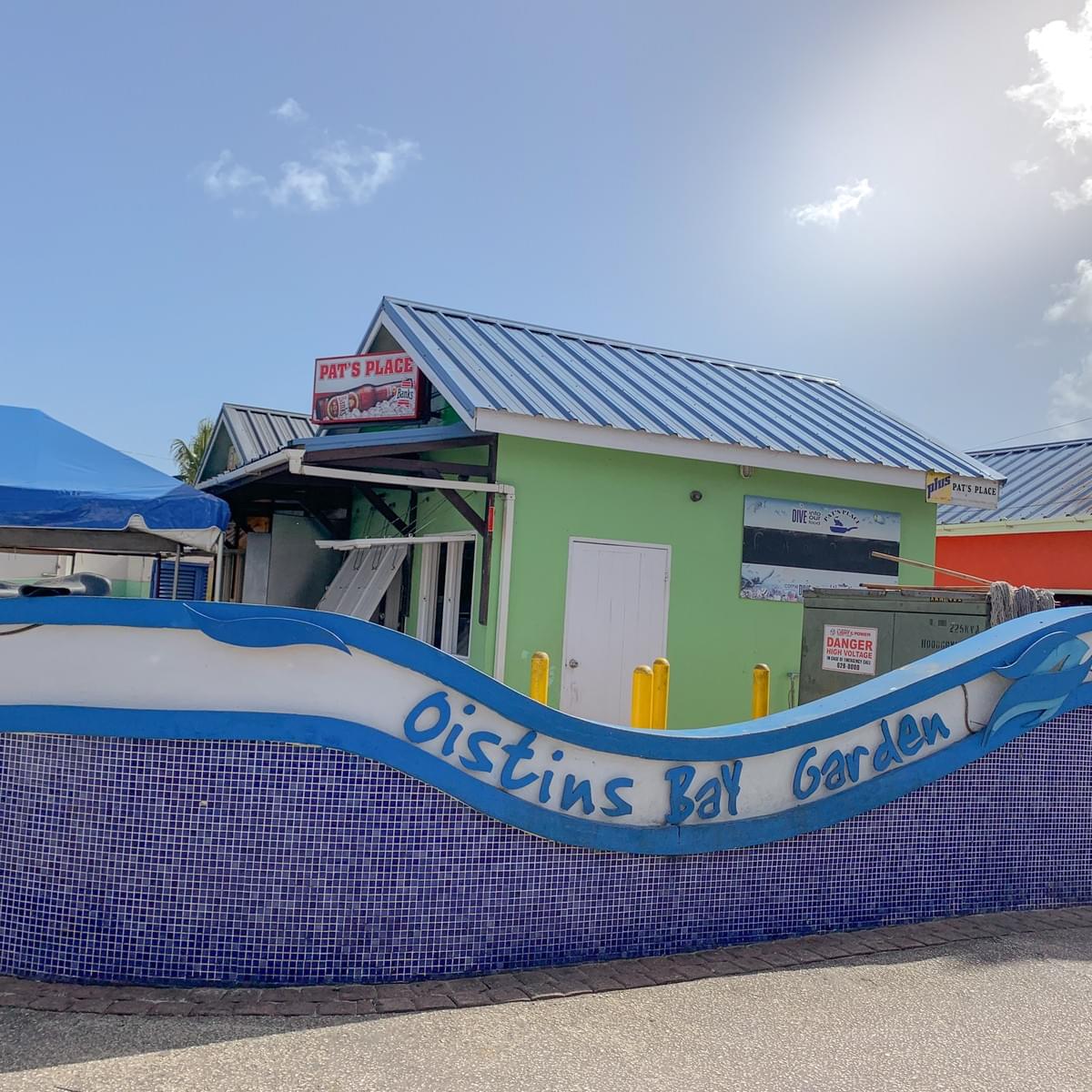 Pat's Place a popular restaurant and fish fry stall at Oistins Bay Garden in the day time in Barbados Pat's Place a popular restaurant and fish fry stall at Oistins Bay Garden in the day time in Barbados