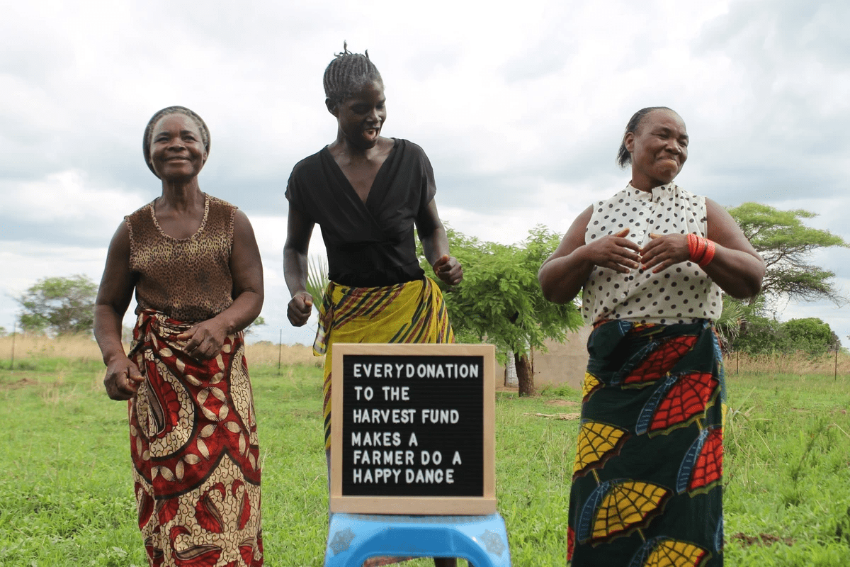 Zambian women farmers in The Harvest Fund cohort posing for a photo demonstrating themselves enjoying their time in the program. Zambian women farmers in The Harvest Fund cohort posing for a photo demonstrating themselves enjoying their time in the program.