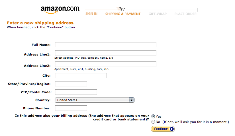 esempio di checkout di Amazon esempio di checkout di Amazon