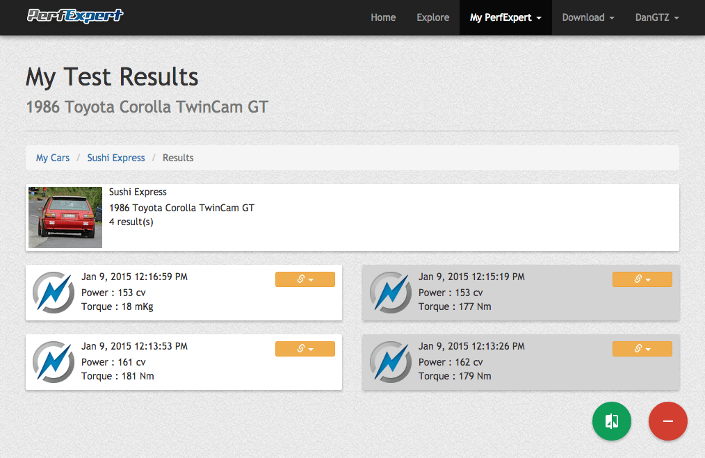 PerfExpert results selection for comparison PerfExpert results selection for comparison