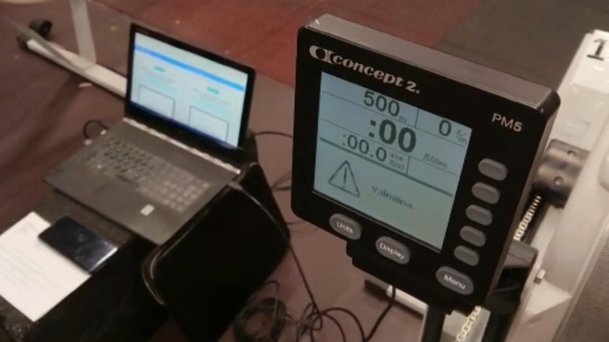 PM5 monitor connected via USB to a laptop connected to the Dutch Time Team system PM5 monitor connected via USB to a laptop connected to the Dutch Time Team system