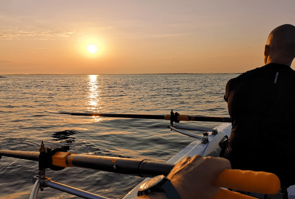 Sunset on the Baltic Sea as seen from a LeoCoastal rowing boat Sunset on the Baltic Sea as seen from a LeoCoastal rowing boat