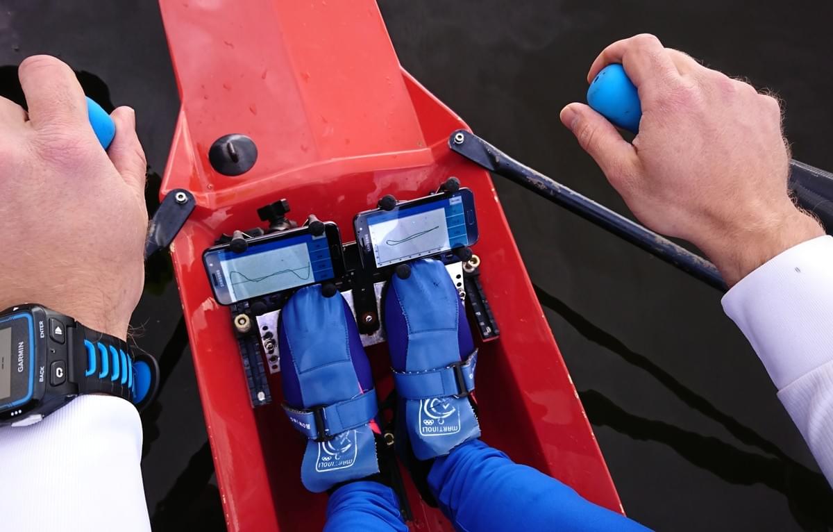 Real time feedback on rowing technique. Two phones, one for each sensor. Real time feedback on rowing technique. Two phones, one for each sensor.